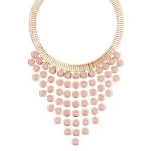 Area Stars Blush Pink Beaded Gold Tone Bib Collar Statement 16" Necklace NEW
